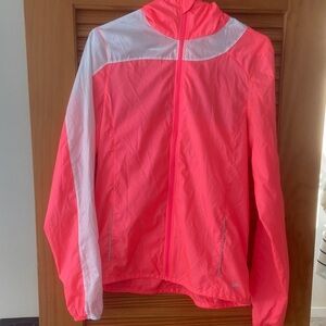 Brooks Women's Neon Highlighter Pink and White Windbreaker Ripstop Jacket